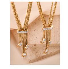 Gold Diamond and Enamel Pendant Multilayer Necklace Bracelet Set