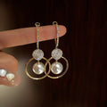 Oversized White Pearl Drop Earrings – Gold Zircon Wedding Jewelry for Women