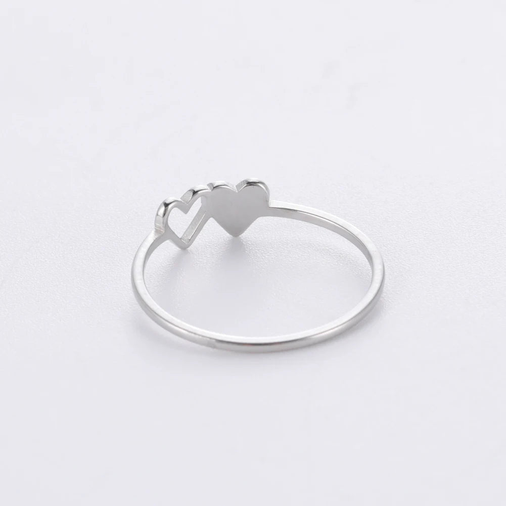 A–Z Initial Letter Double Heart Ring