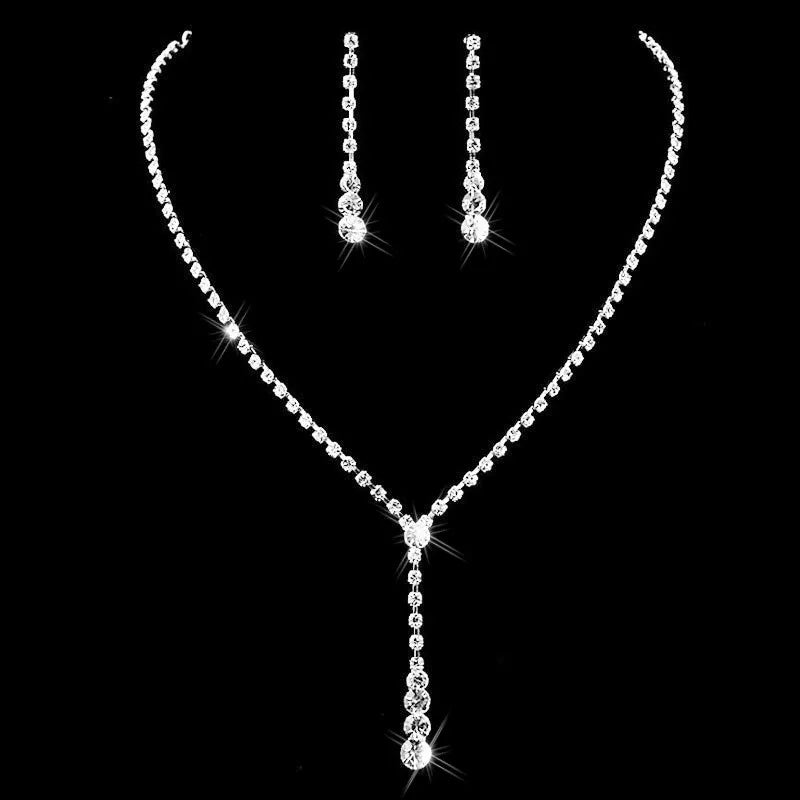 Rhinestone Necklace And Earrings for Bridal, Bridesmaid And Wedding Accessories