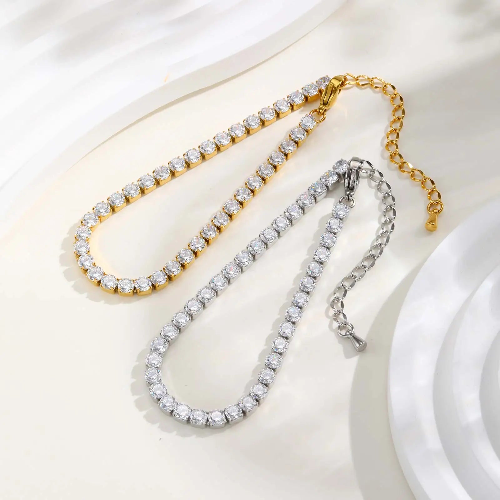 Classic Zircon Bracelet – Stainless Steel, Waterproof Jewelry for Women, Wedding And Party