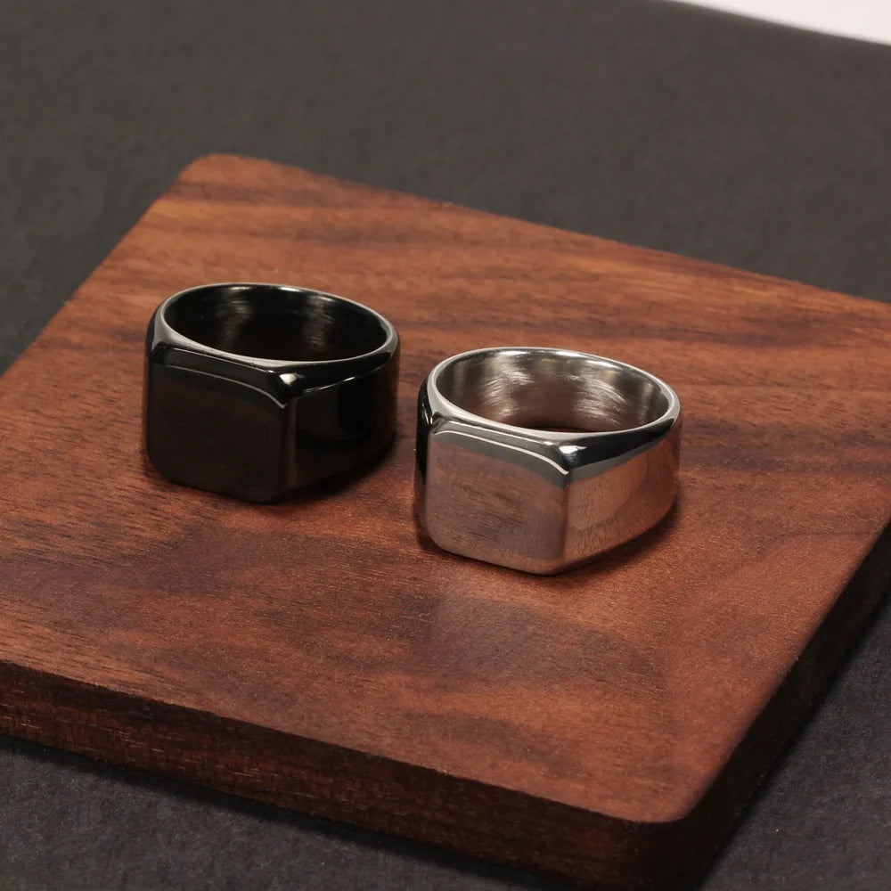 Fashion Men Stainless Steel Square Ring