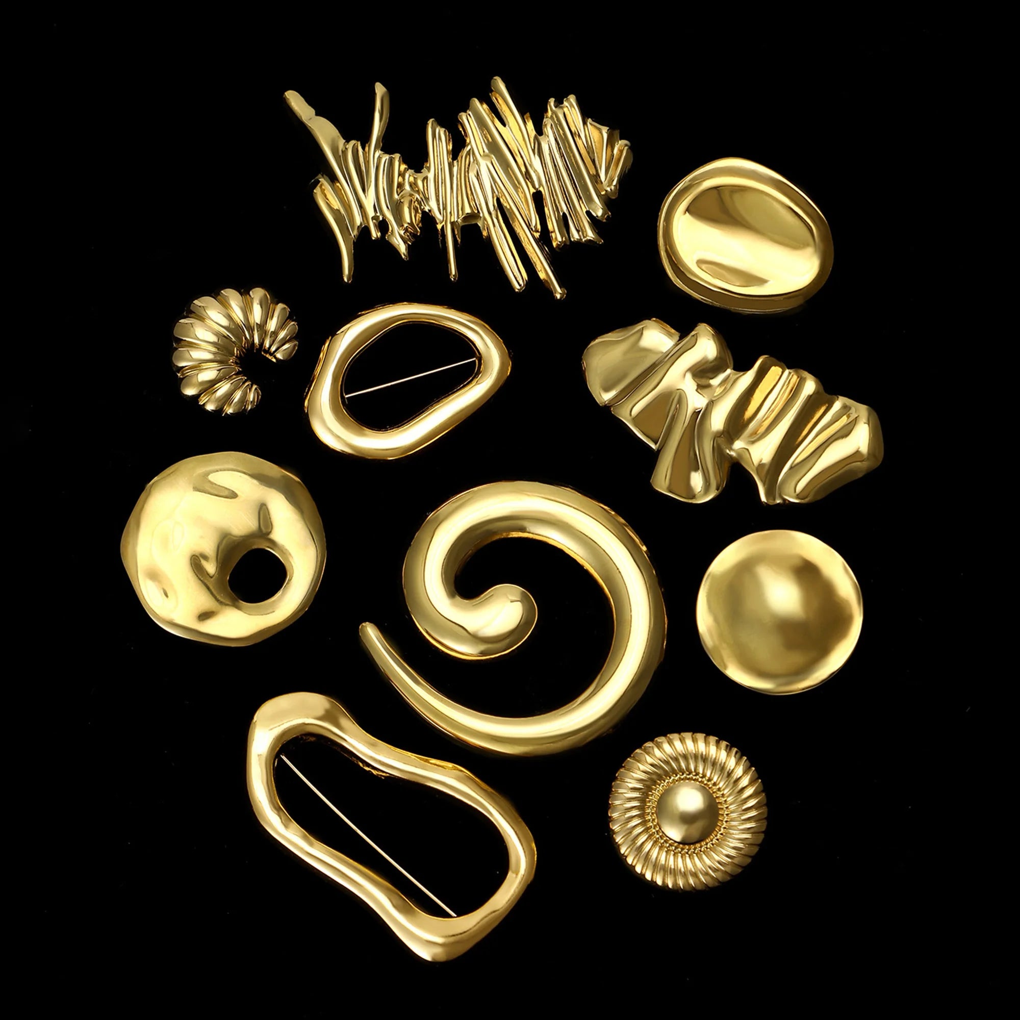 Stainless Steel Irregular Geometric Ring Brooch