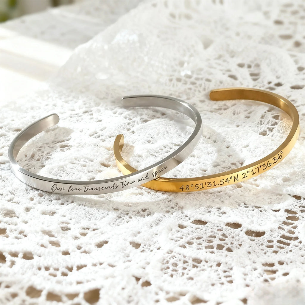 Personalized Carved Name Bracelet – Open Fashion Bracelet