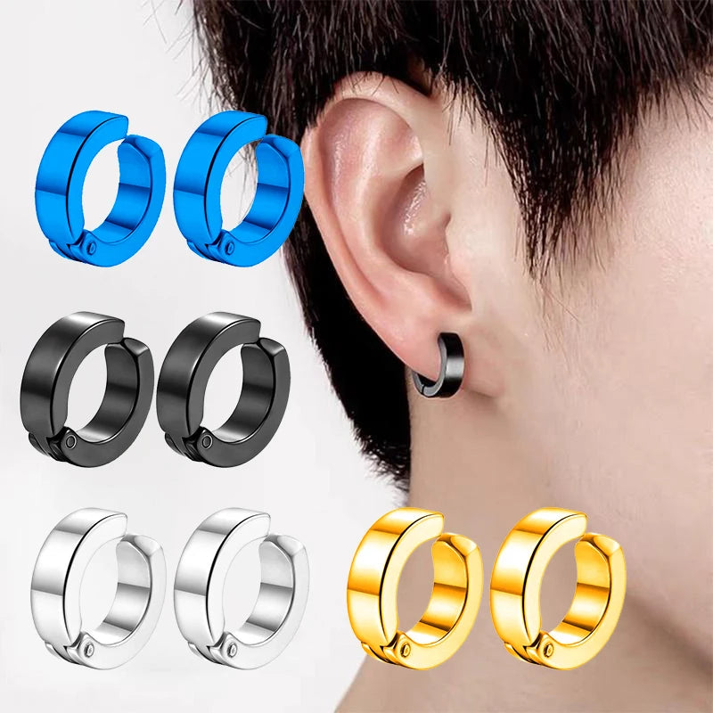 2 Pcs Stainless Steel Ear Clip Earrings for Men – No Piercing