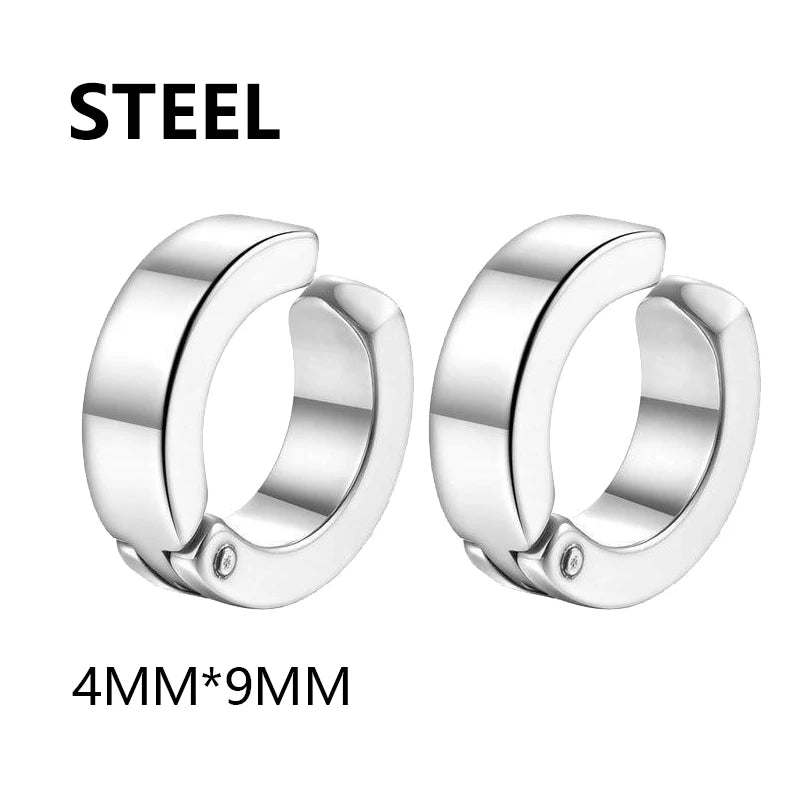 2 Pcs Stainless Steel Ear Clip Earrings for Men – No Piercing