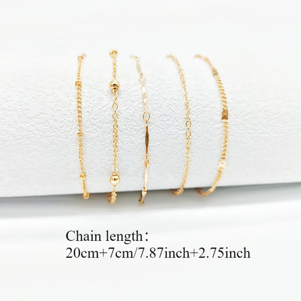 5PCS Anklet Set for Women – Simple Resort Chain Jewelry