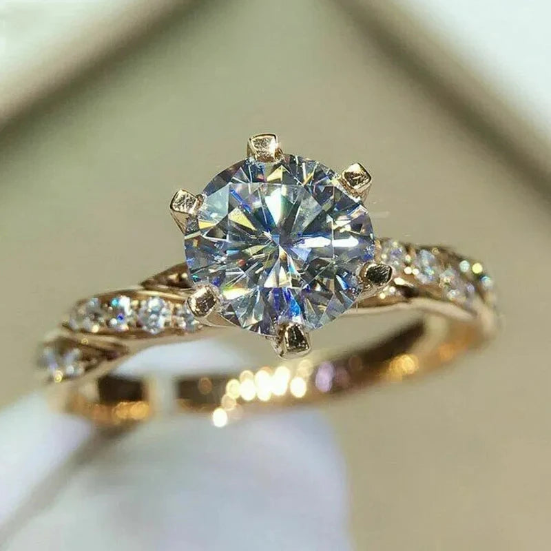 Luxury Gold Cubic Zirconia Engagement Ring