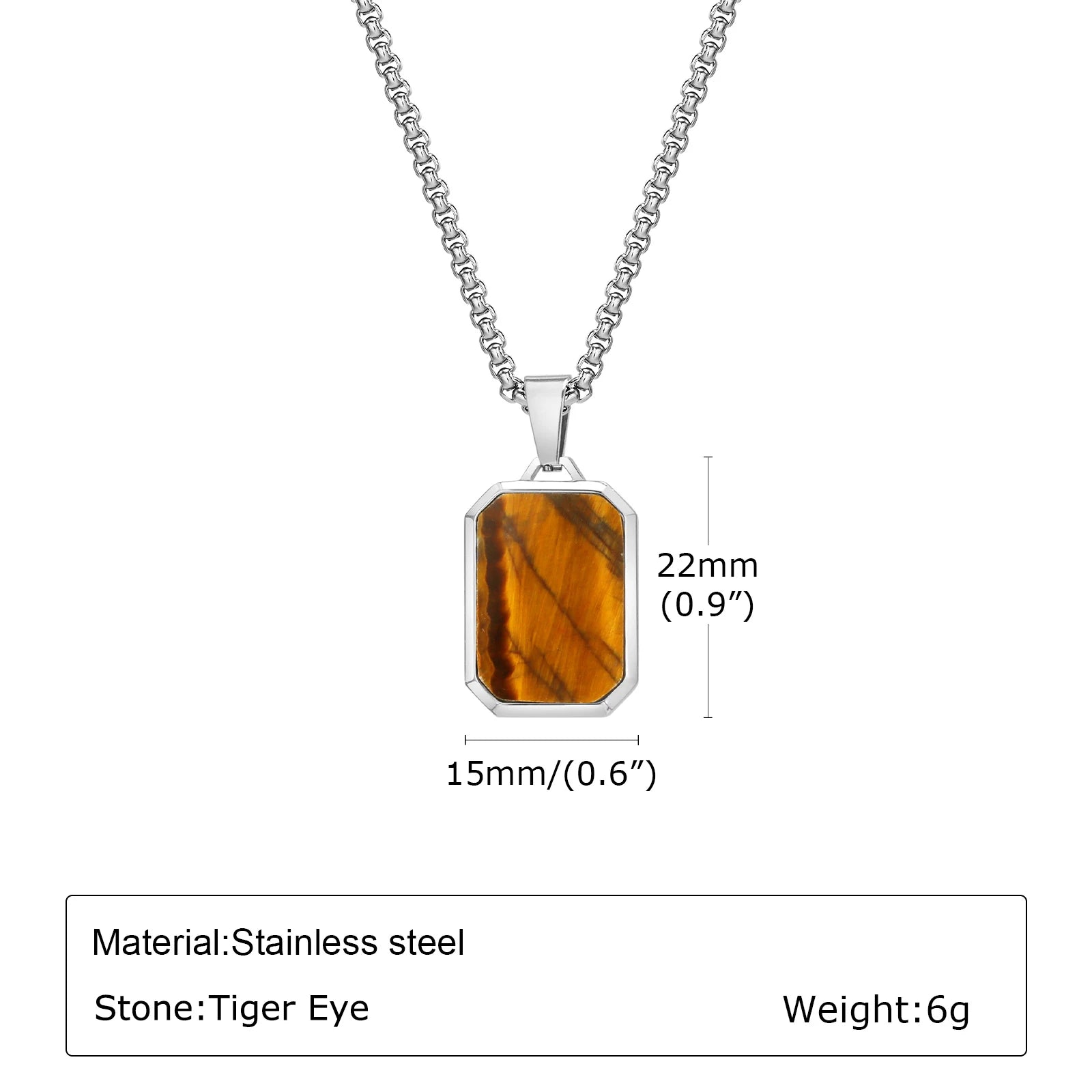 Men’s Hip Hop Stainless Steel Pendant Necklace with Natural Stone