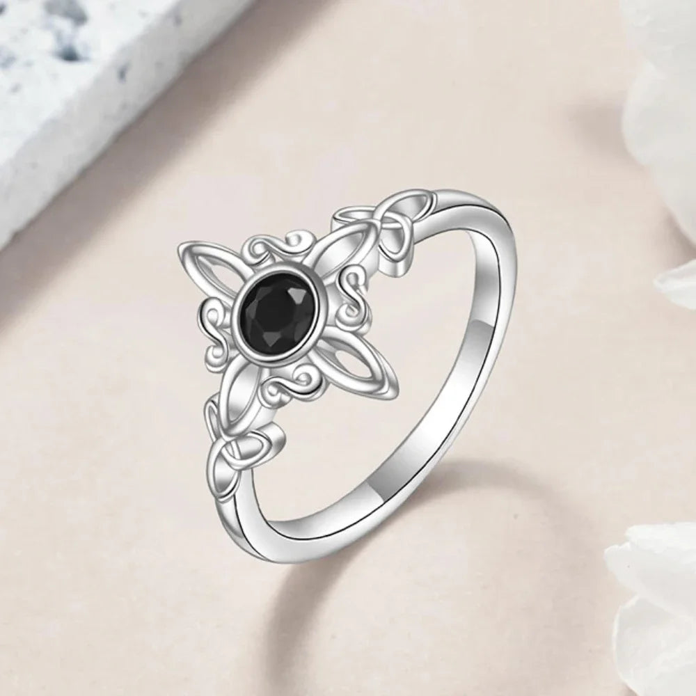 Obsidian Knot Silver Ring