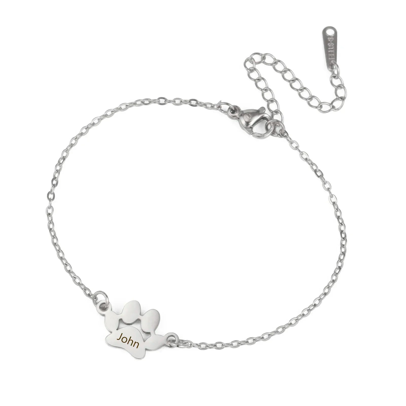 Trendy Stainless Steel Paw Bracelet – Custom Name Gift