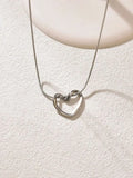 Light Luxury Steel Heart Necklace for Women