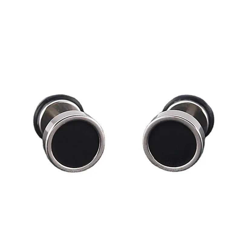 2pcs Black Oil Drip Stud Earrings – Men’s Punk Jewelry