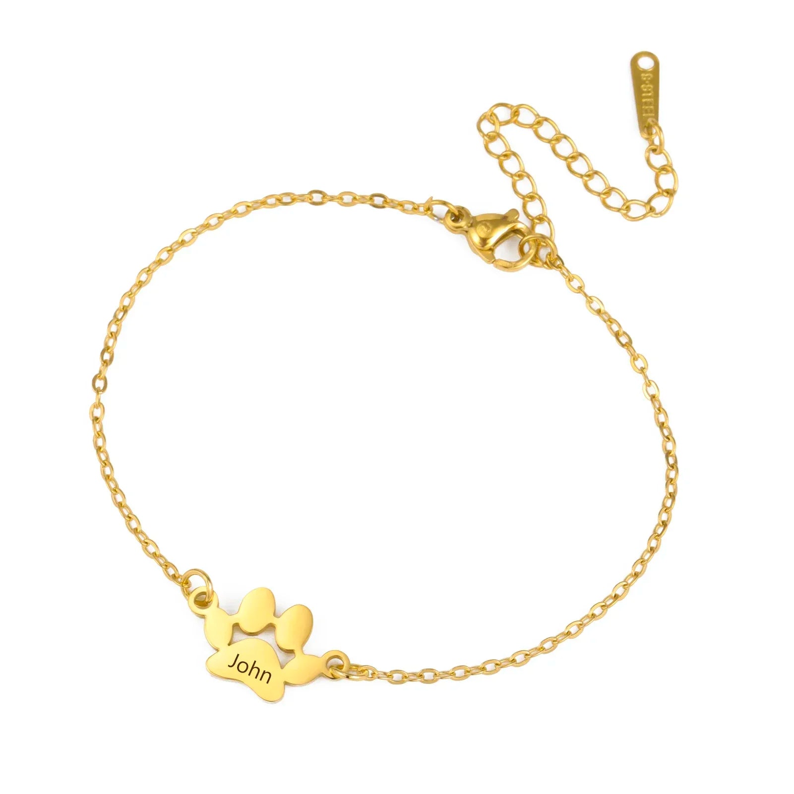 Trendy Stainless Steel Paw Bracelet – Custom Name Gift
