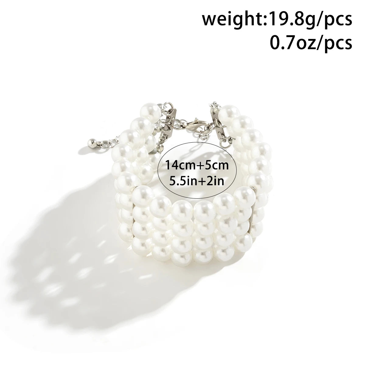 Multi-Layer Imitation Pearl Bracelet – Elegant Wide Fashion Jewelry for Women, Wedding And Party Gift