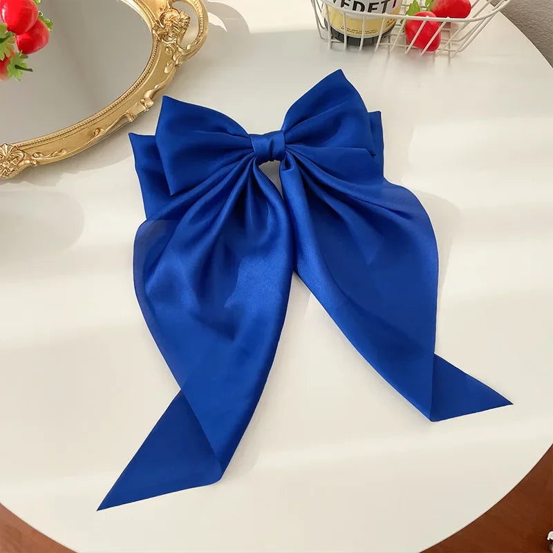 Satin Bow Hair Clips – Big Ribbon Clamp Barrettes for Women And Girls