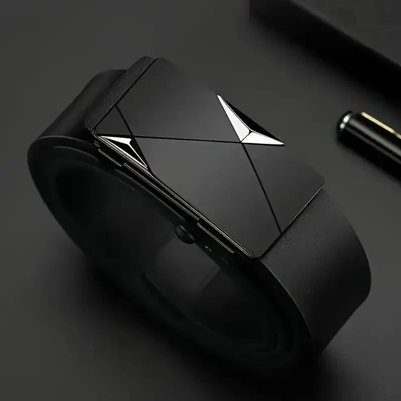 Stylish Men’s PU Leather Belt – Automatic Buckle Fashion Belt for Daily, Work, Party Business