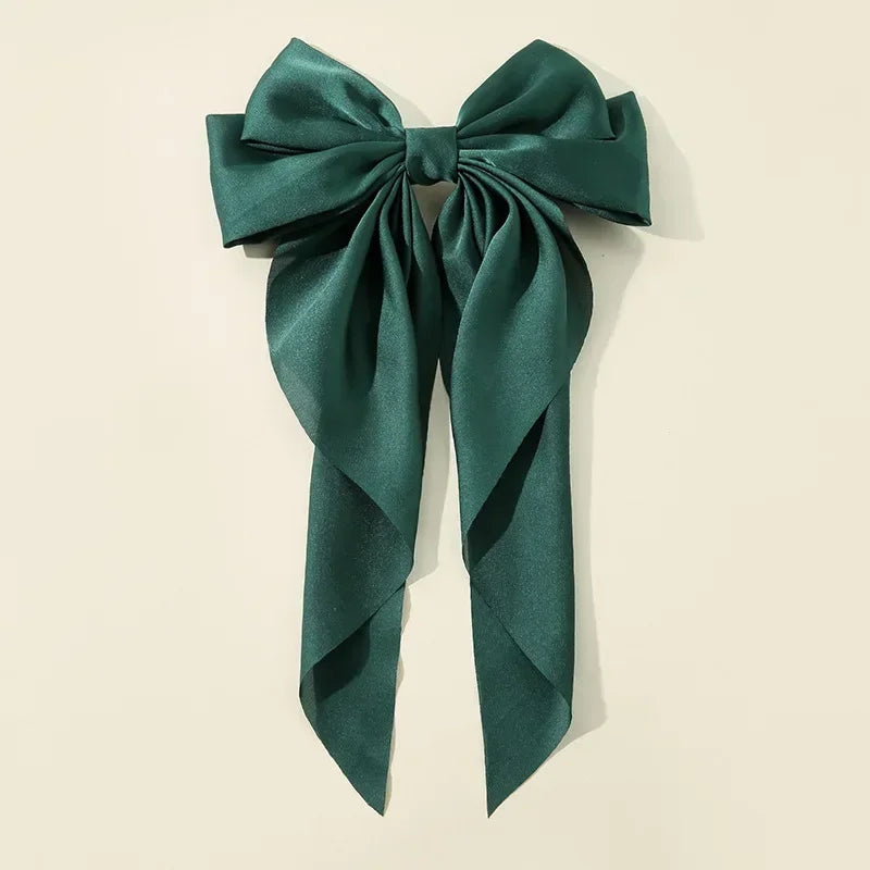 Satin Bow Hair Clips – Big Ribbon Clamp Barrettes for Women And Girls