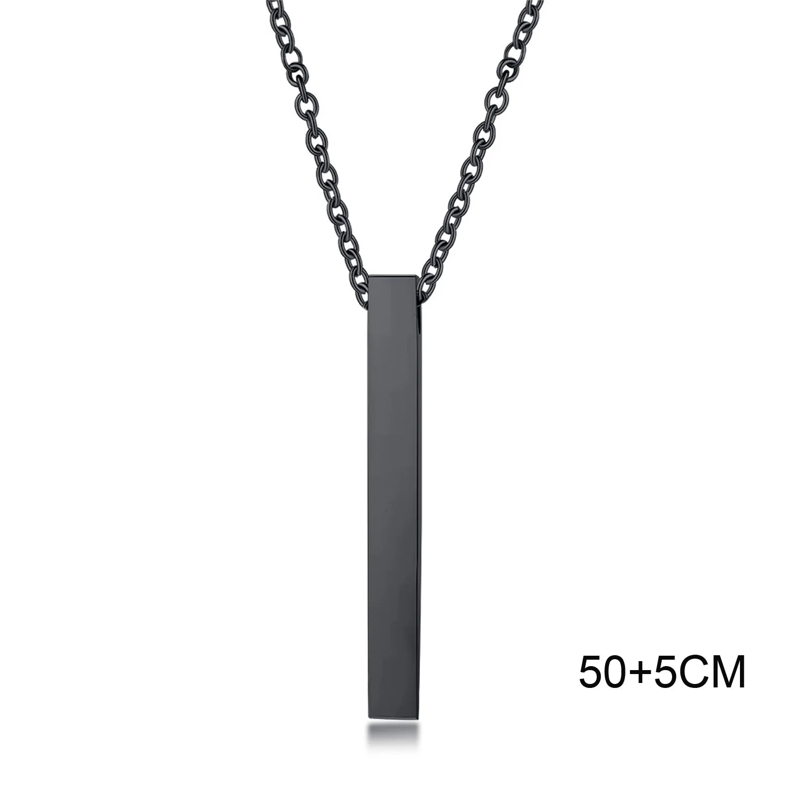 Stainless Steel Vertical Bar Pendant Necklace For Men