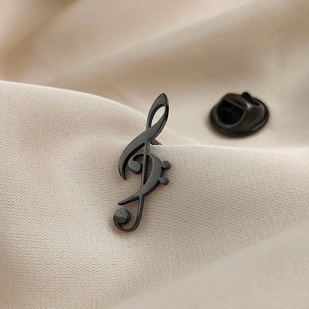Music Note Stainless Steel Brooch – Lapel Pin for Music Lovers