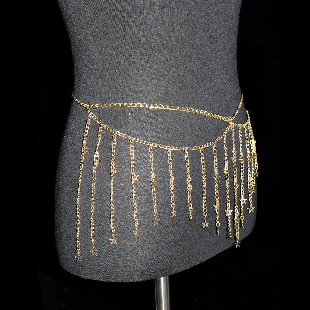 Women’s Metal Belly Chain – Star Waist Body Jewelry for Birthday, Party & Daily Wear