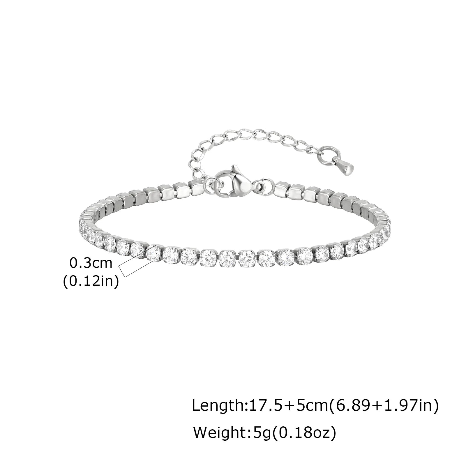 Classic Zircon Bracelet – Stainless Steel, Waterproof Jewelry for Women, Wedding And Party