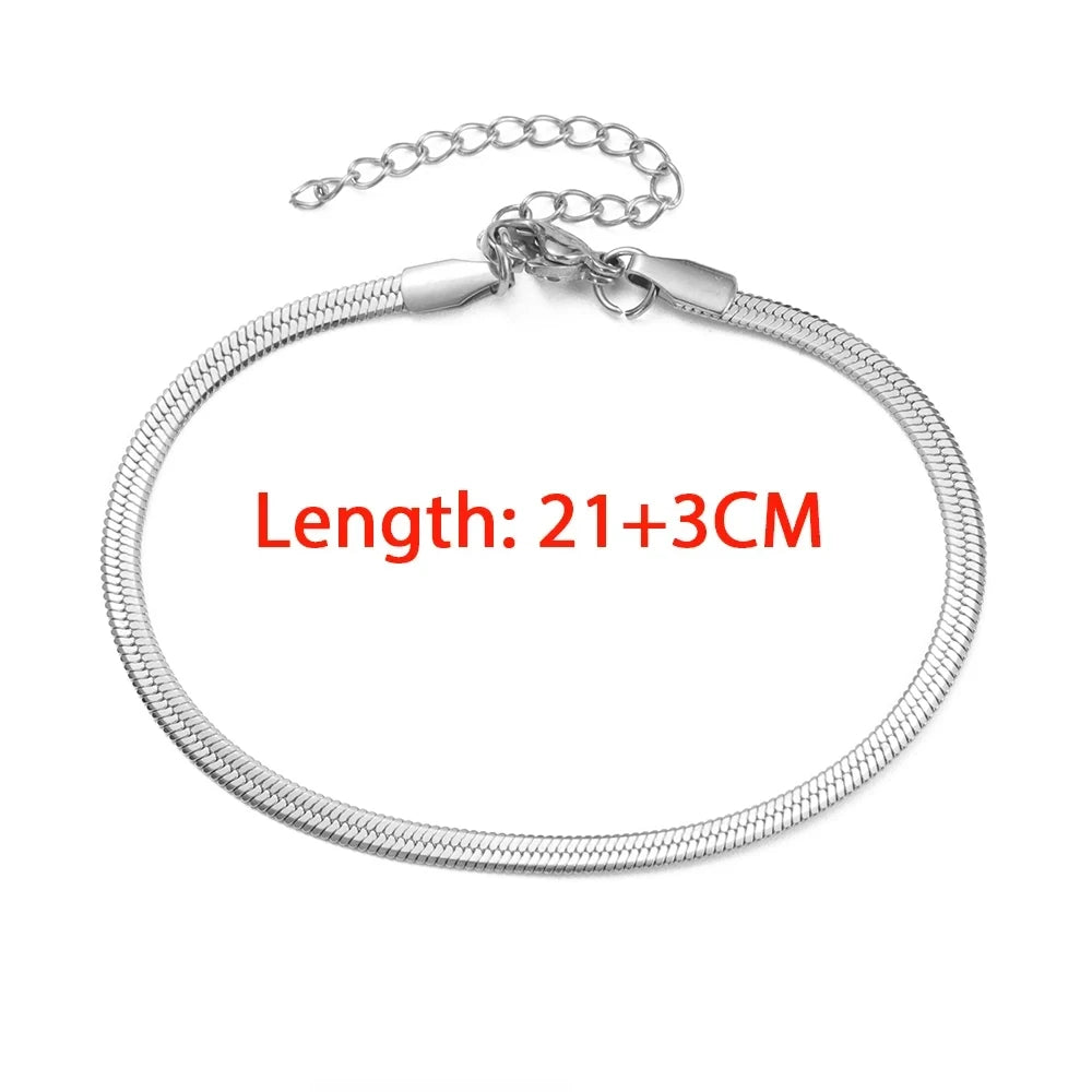 Snake Chain Anklet – 3MM Stainless Steel Adjustable Ankle Chain