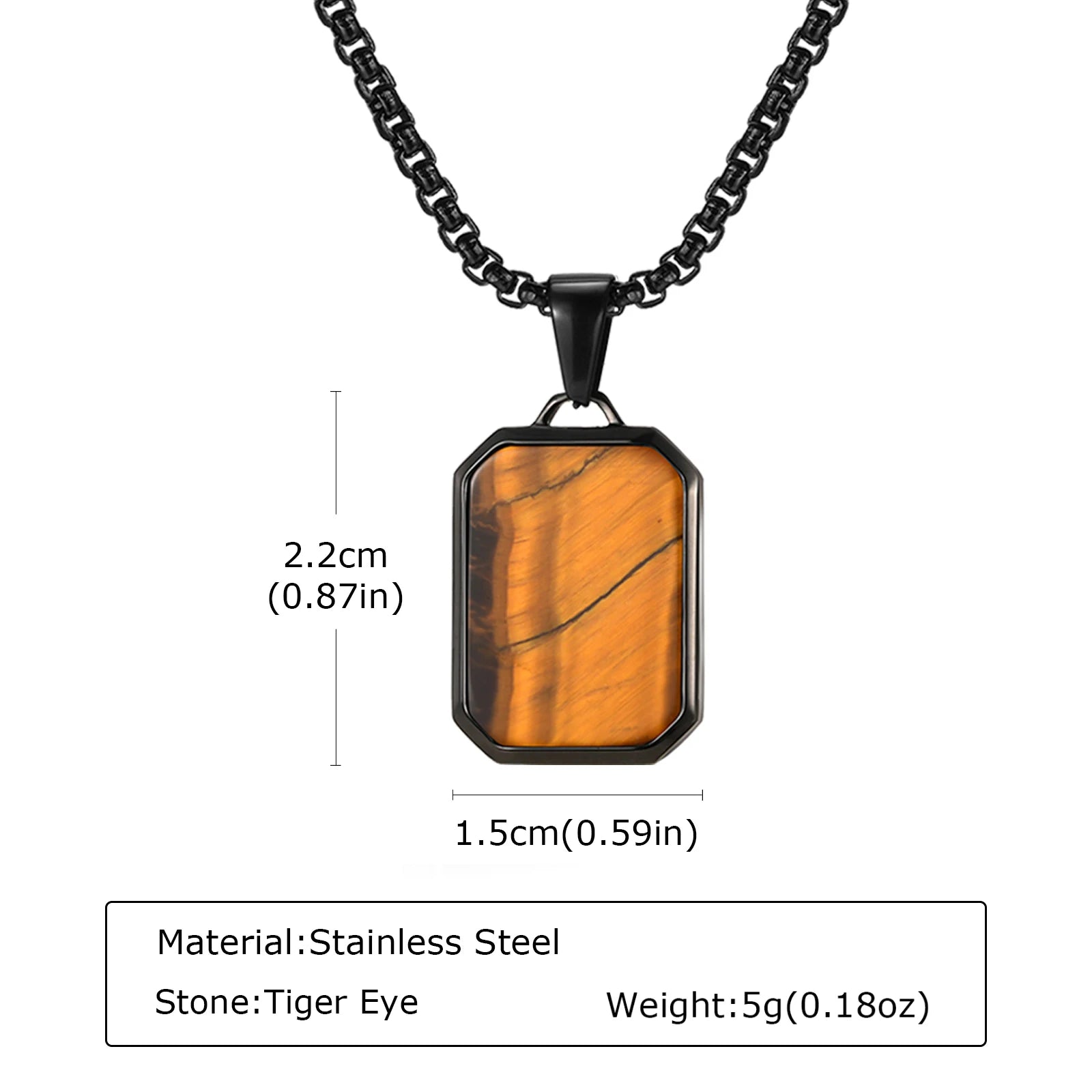 Men’s Hip Hop Stainless Steel Pendant Necklace with Natural Stone