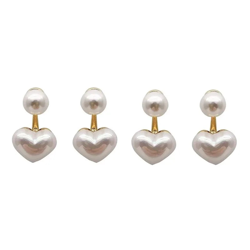 2Pcs Heart-Shaped Imitation Pearl Stud Earrings – Elegant Love Earrings for Women, Part And Wedding