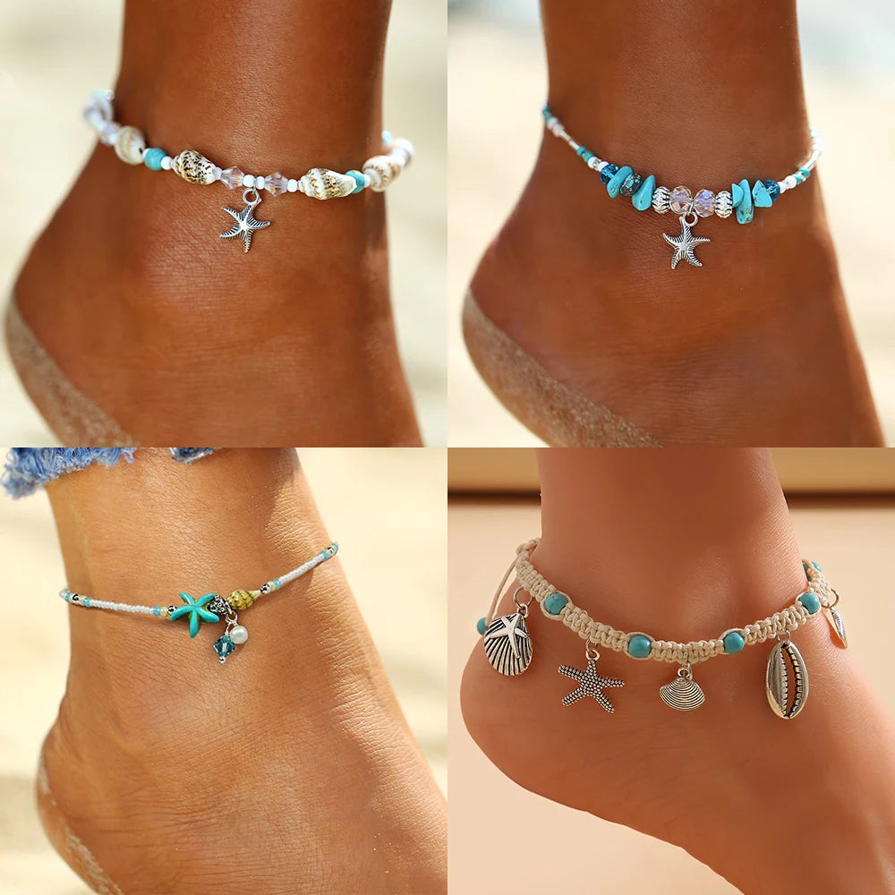 Shell Starfish Anklet – Handmade Summer Beach Jewelry