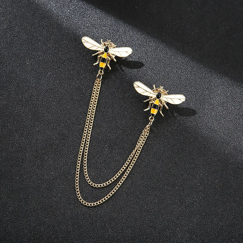 Bee Crystal Tassel Brooch – Luxury Women’s Sweater Pin