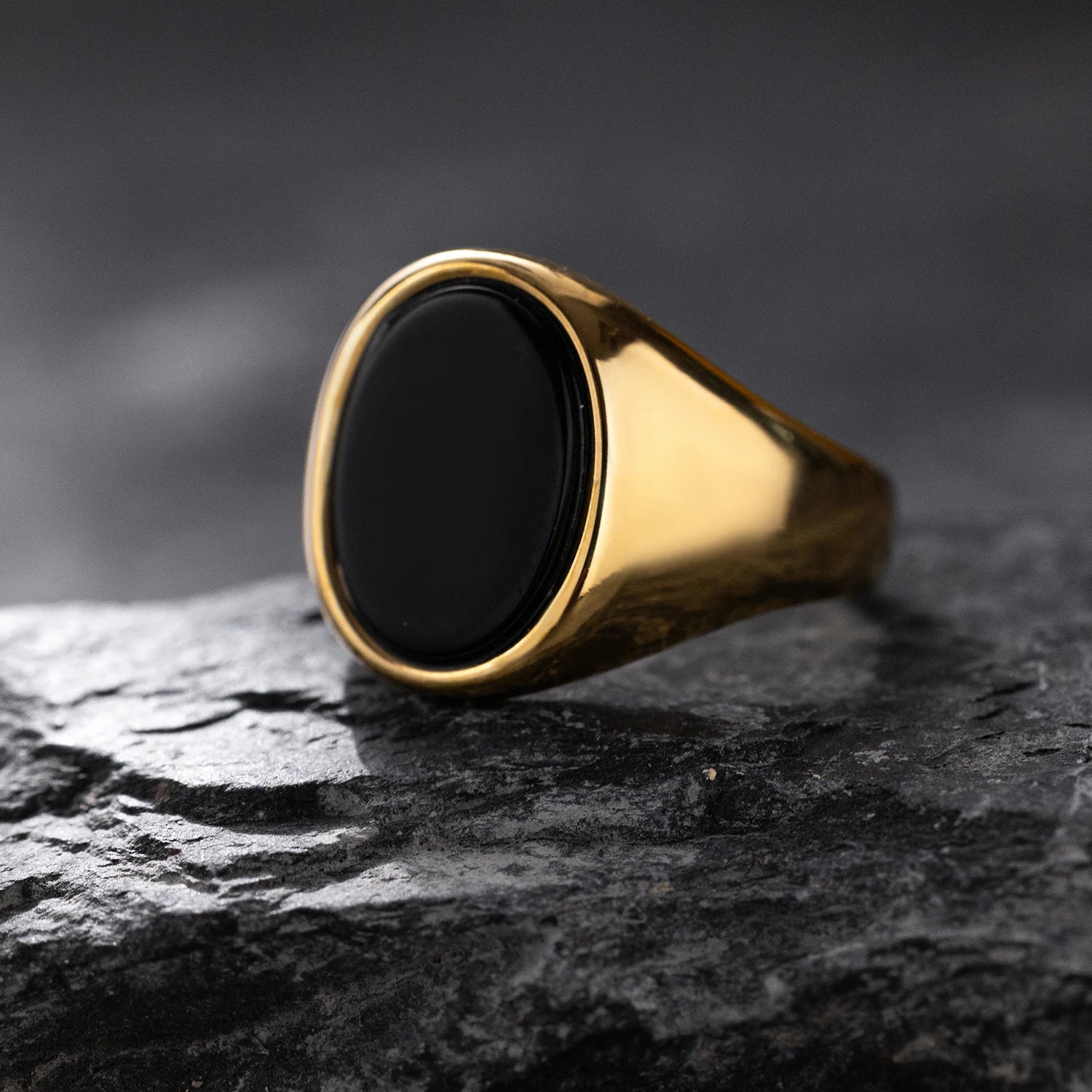 Men’s Luxurious Black Agate Tiger Eye Ring Stainless Steel