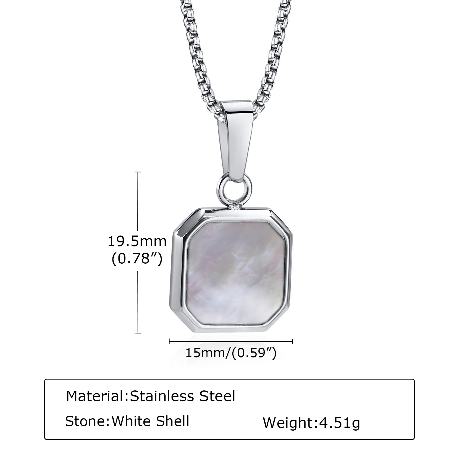 Men’s Hip Hop Stainless Steel Pendant Necklace with Natural Stone