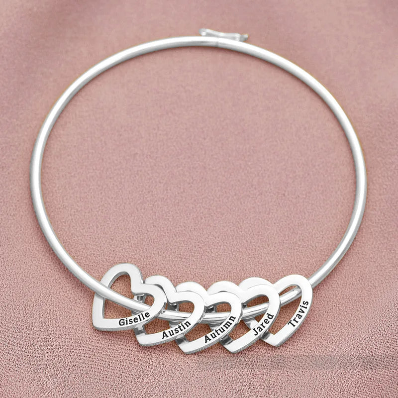 Personalized Heart Charm Bangle