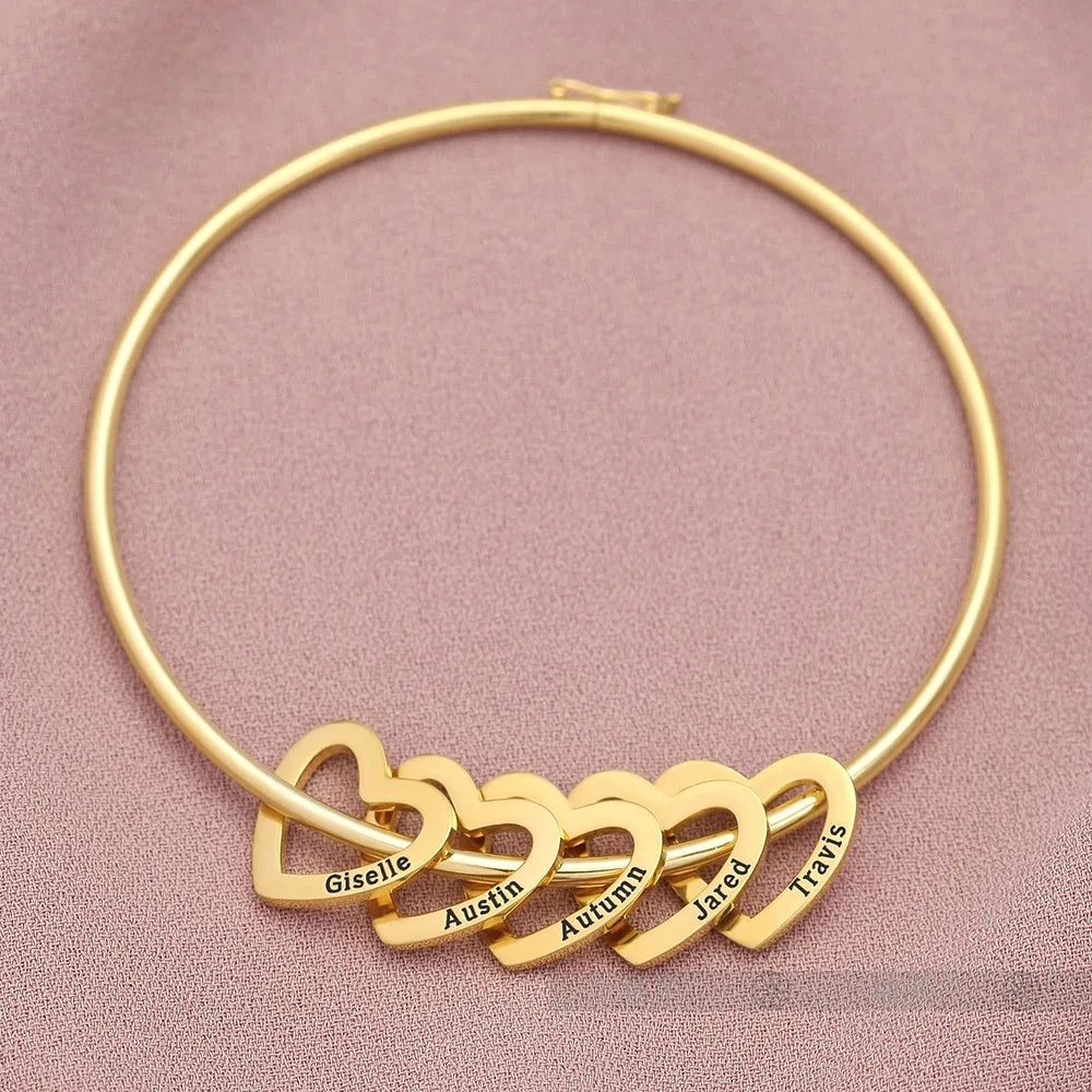 Personalized Heart Charm Bangle