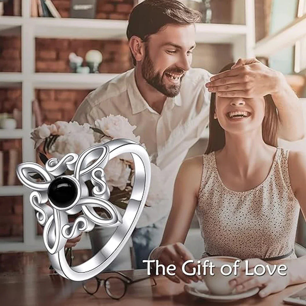 Obsidian Knot Silver Ring