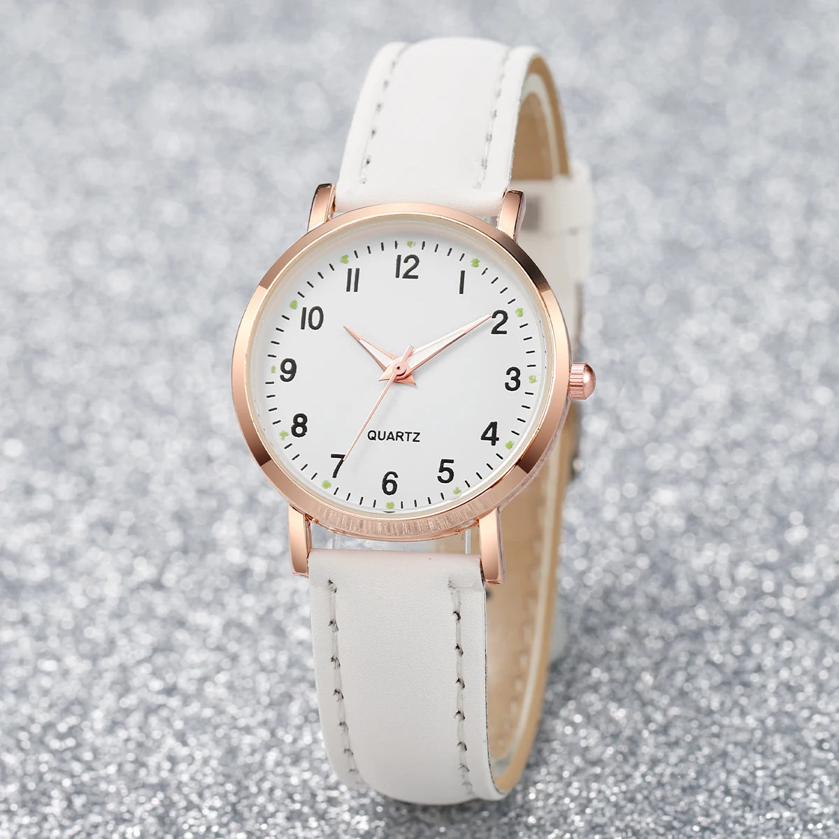 Women’s Fashion Quartz Watch Arabic Dial Leather Strap