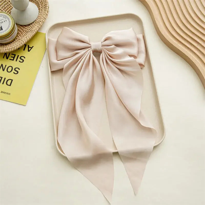 Satin Bow Hair Clips – Big Ribbon Clamp Barrettes for Women And Girls