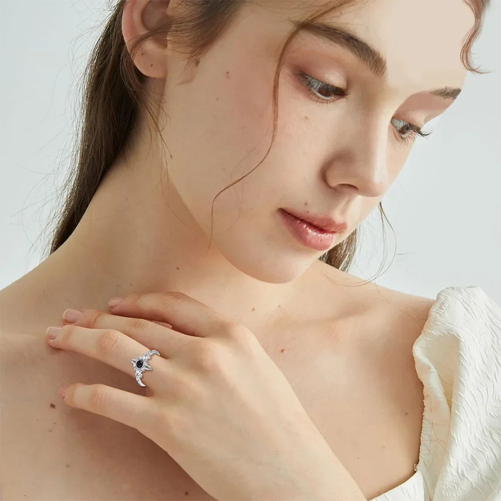 Obsidian Knot Silver Ring