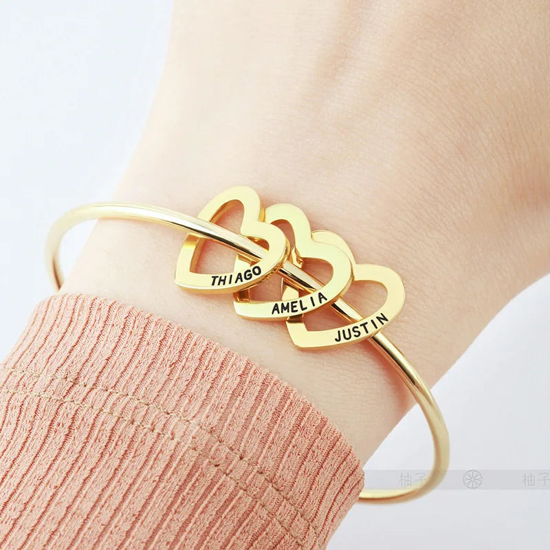 Personalized Heart Charm Bangle