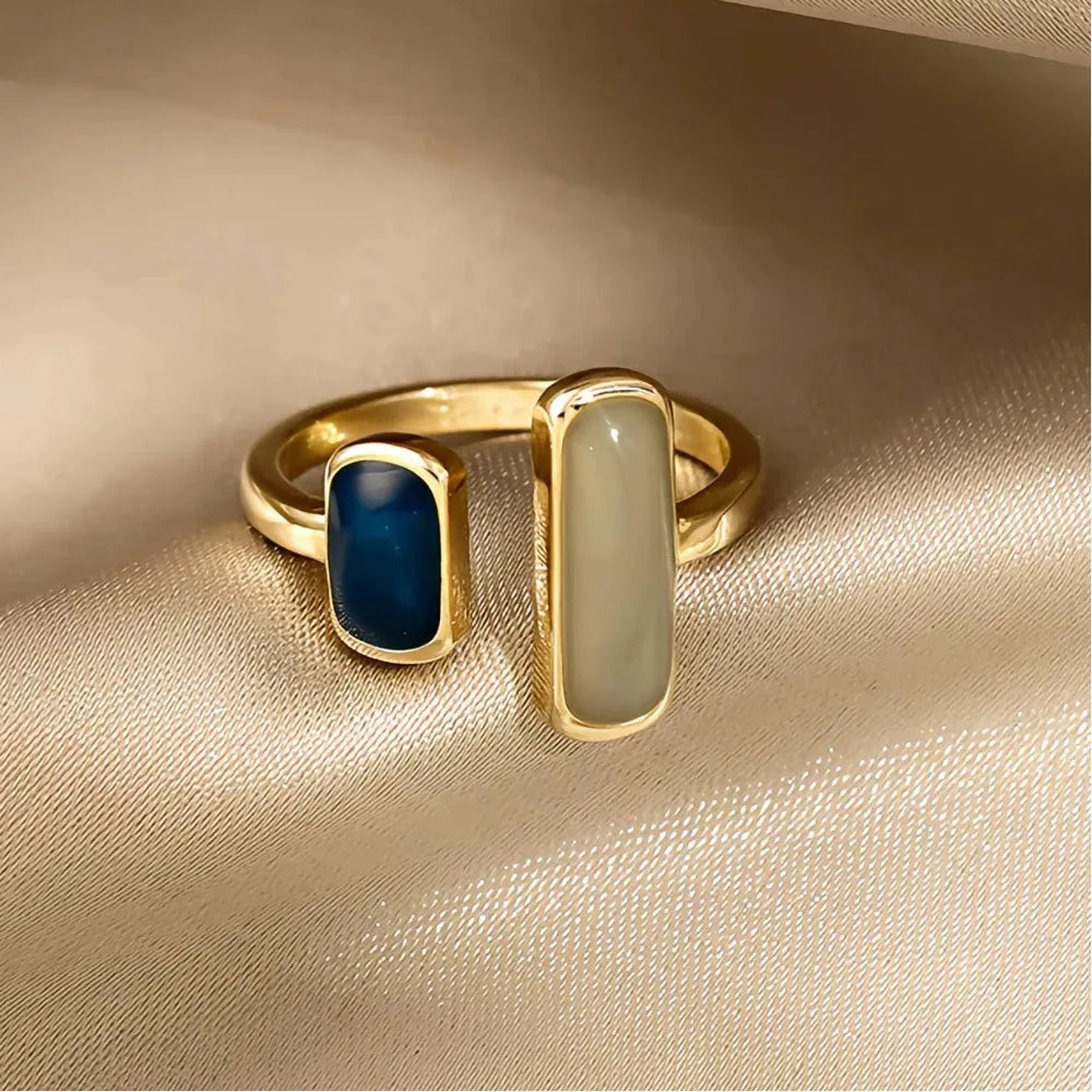 Light Luxury Blue Square Ring for Women