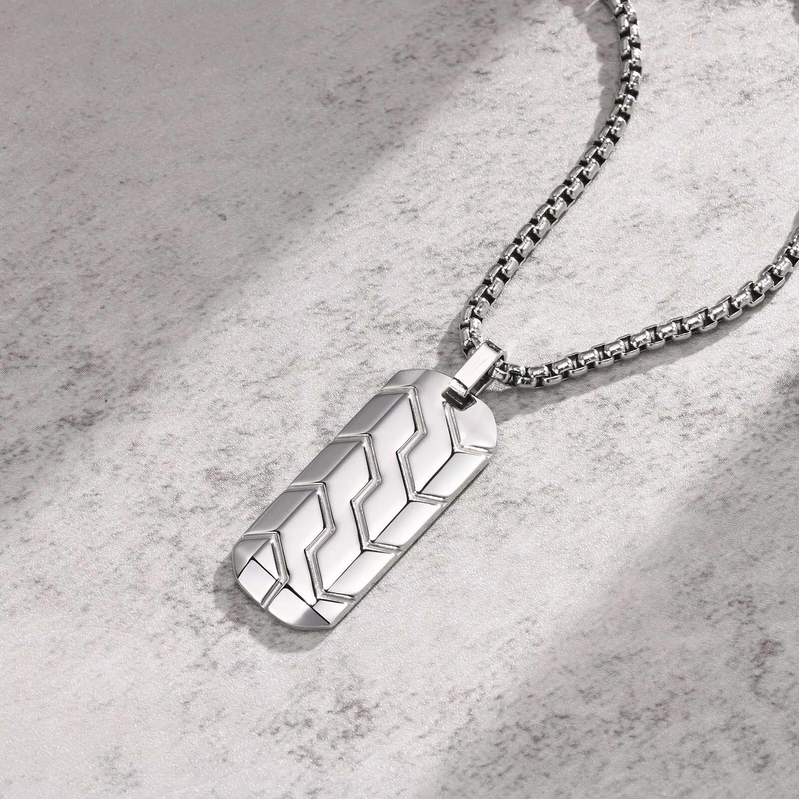 Stainless Steel Tag Necklace for Men