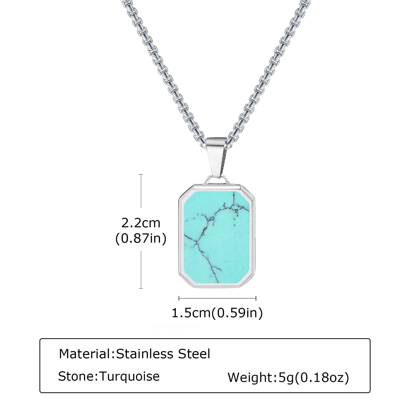 Men’s Hip Hop Stainless Steel Pendant Necklace with Natural Stone