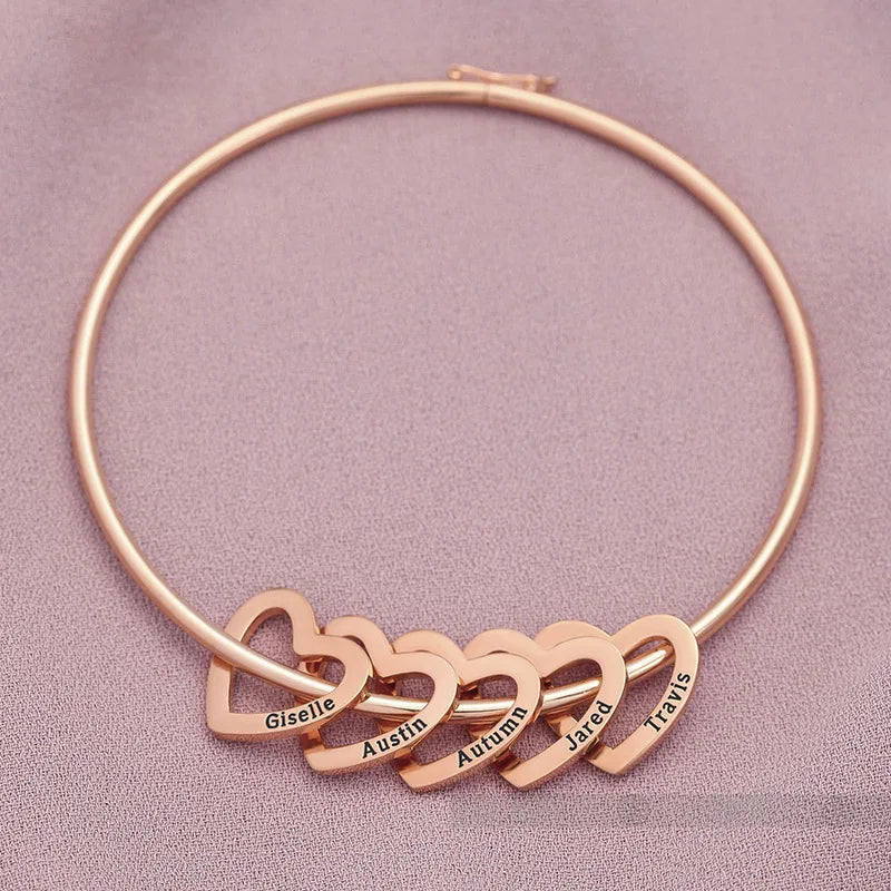 Personalized Heart Charm Bangle