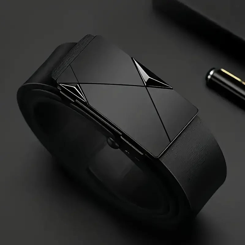 Stylish Men’s PU Leather Belt – Automatic Buckle Fashion Belt for Daily, Work, Party Business