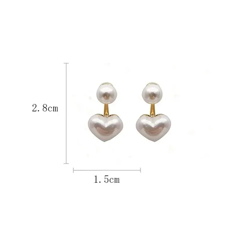 2Pcs Heart-Shaped Imitation Pearl Stud Earrings – Elegant Love Earrings for Women, Part And Wedding