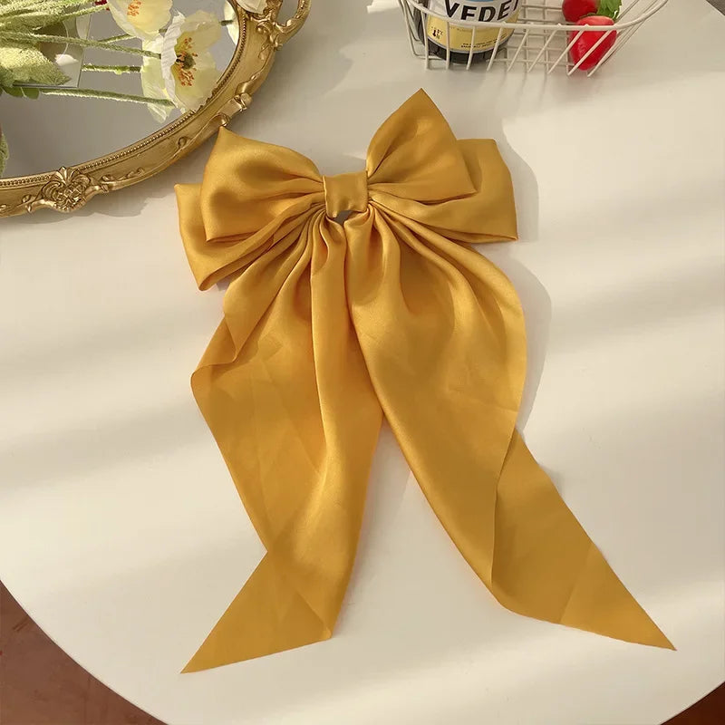 Satin Bow Hair Clips – Big Ribbon Clamp Barrettes for Women And Girls