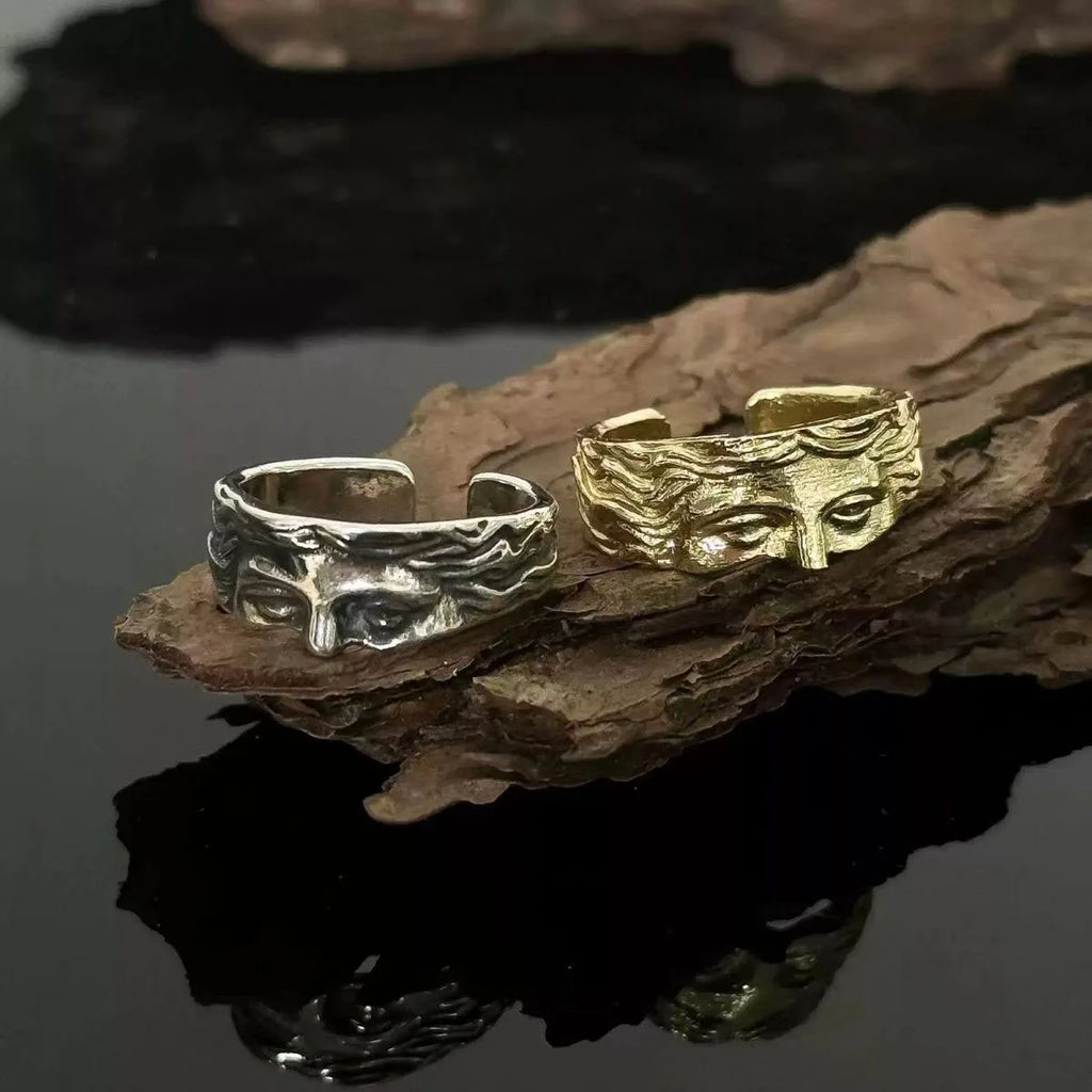 Men’s Vintage Venus Half Mask Adjustable Ring