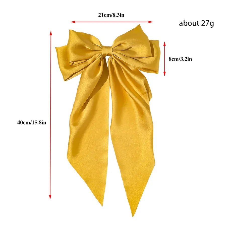 Satin Bow Hair Clips – Big Ribbon Clamp Barrettes for Women And Girls