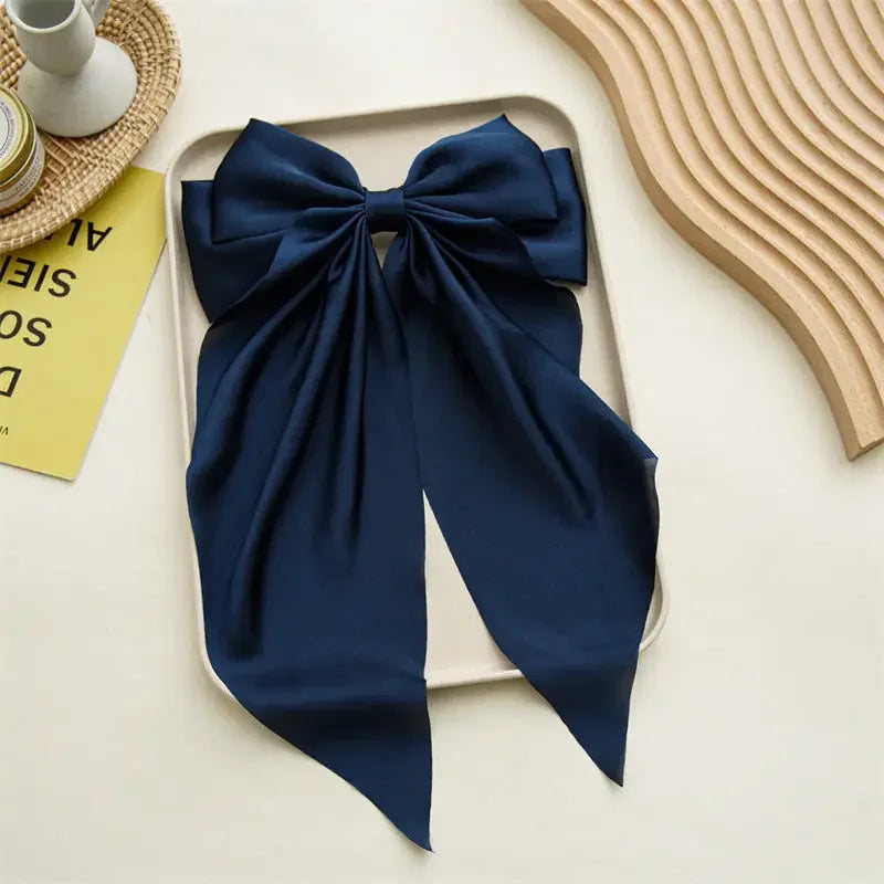 Satin Bow Hair Clips – Big Ribbon Clamp Barrettes for Women And Girls